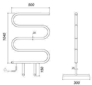 Напольный полотенцесушитель электрический Domoterm DMT 103-25 50x104 EK хром